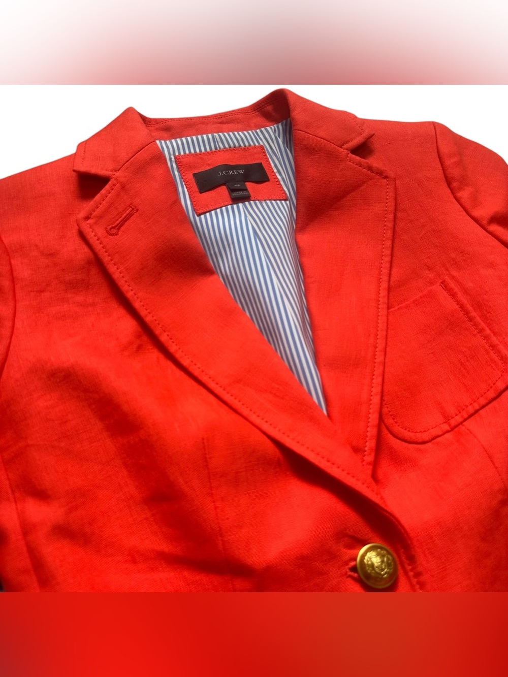 J.Crew Rhodes Linen Blazer Red Orange Gold Button Preppy Office Acadamia 4P - Picture 8 of 11